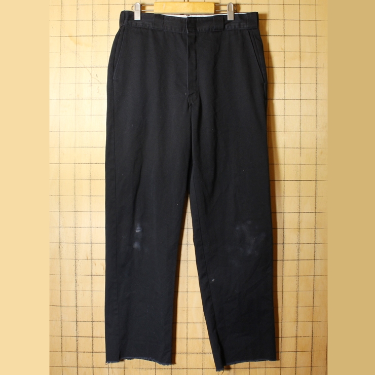 80s USA製 Dickies ディッキーズ 874 ワーク パンツ ブラック 黒 W34相当 TALON アメリカ古着