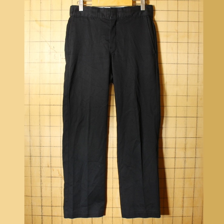 80s USA製 Dickies ディッキーズ 874 ワーク パンツ ブラック 黒 W30相当 TALON アメリカ古着