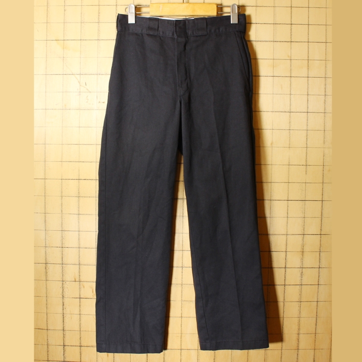 80s USA製 Dickies ディッキーズ 874 ワーク パンツ ブラック 黒 W28 TALON アメリカ古着