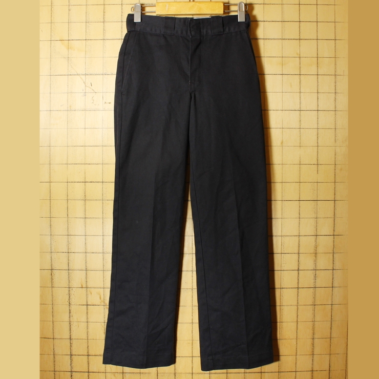 80s USA製 Dickies ディッキーズ 874 ワーク パンツ ブラック 黒 W26 TALON アメリカ古着