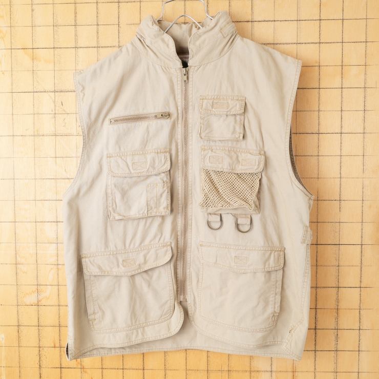 90s THE NATURE COMPANY フィッシングベスト メンズM ベージュ 釣り アウトドア キャンプ アメリカ古着