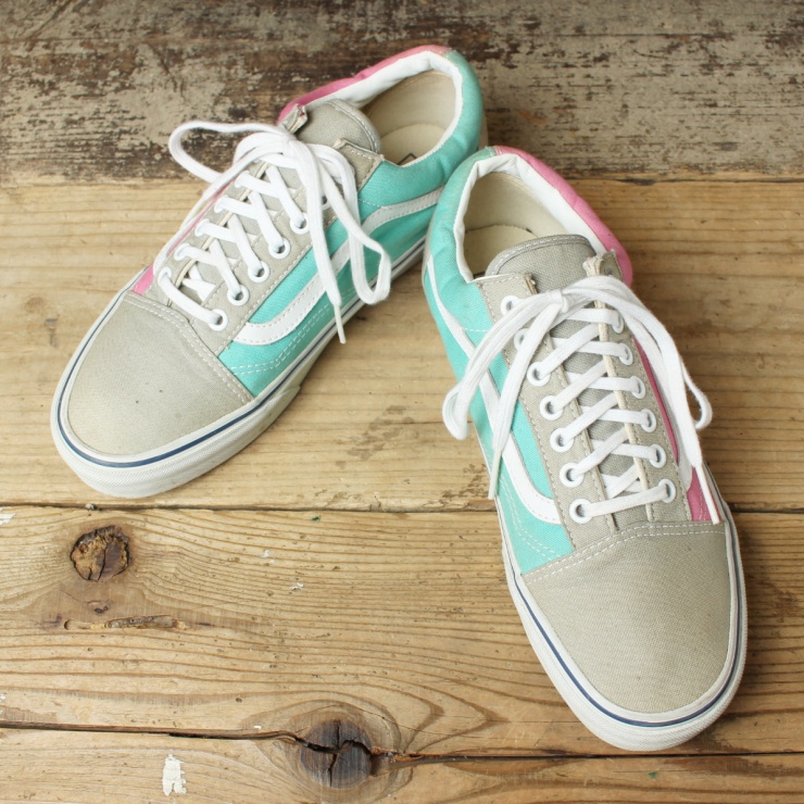 USA VANS バンズ OLD SKOOL オールドスクール スニーカー シューズ メンズ26cm ピンク エメラルドグリーン アメリカ古着