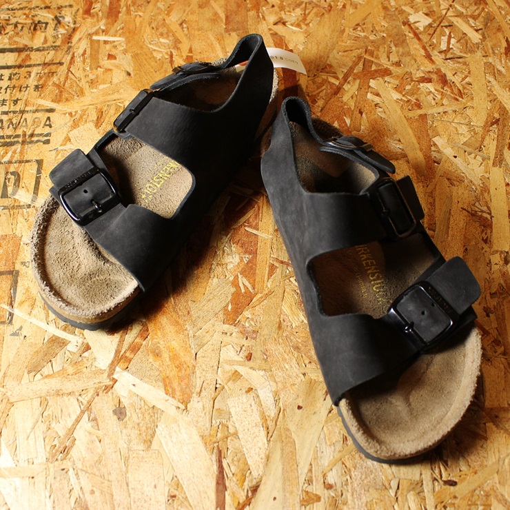 BIRKENSTOCK ビルケンシュトック Milano ミラノ ドイツ製 古着 ブラック レザー サンダル 24.5cm