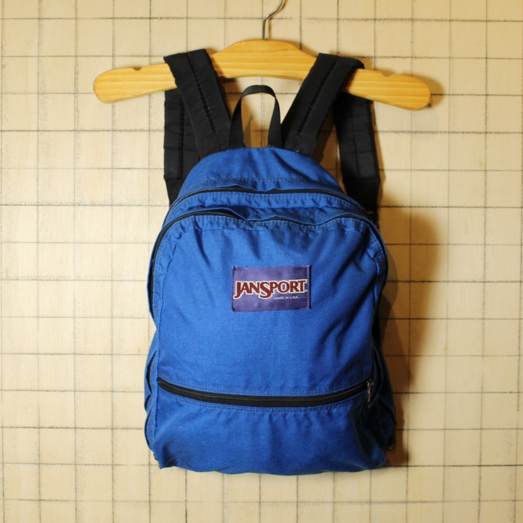 USA製 JANSPORT ジャンスポーツ ブルー リュックサック バッグ デイパック 古着 ハイキング アウトドア