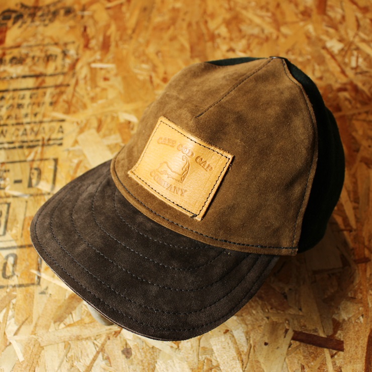 古着 スウェードレザー ブラウン キャップ 帽子 フリーサイズ 茶 CAPE COD CAP COMPANY