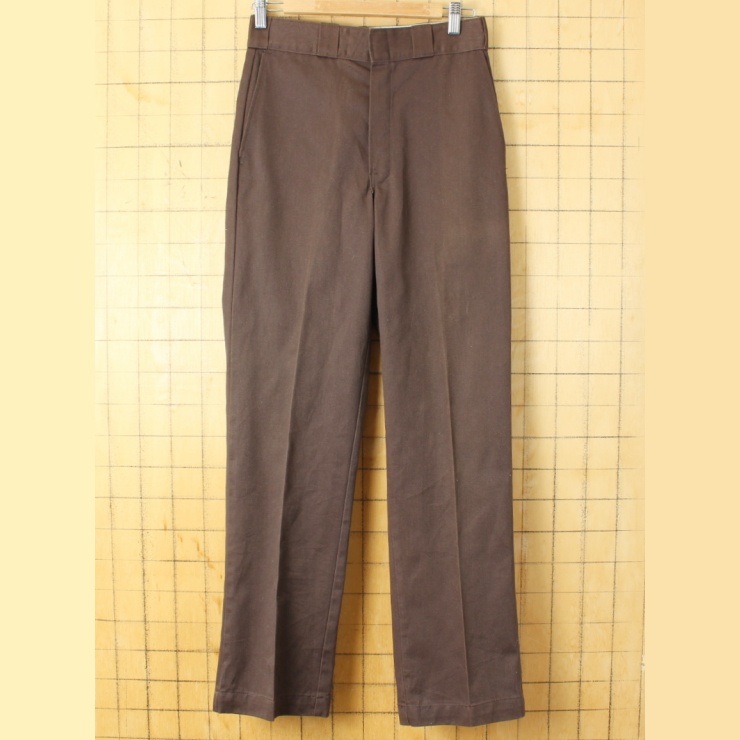 80s 90s USA製 Dickies ディッキーズ 874 ワーク パンツ ブラウン W29 スラックス アメリカ古着