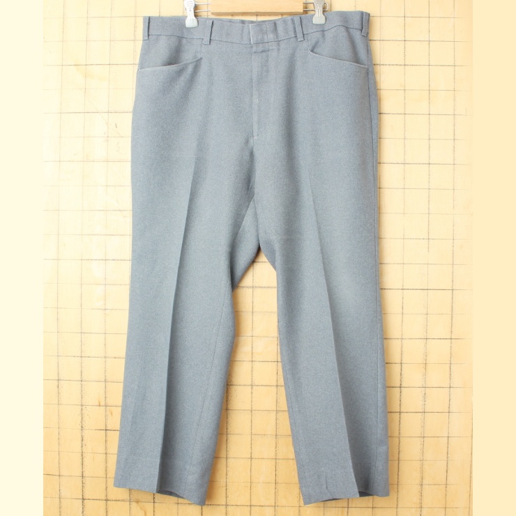 70s 80s USA Levis ACTION SLACKS リーバイス スラックス ポリパン ノータック グレー W36相当 アメリカ古着