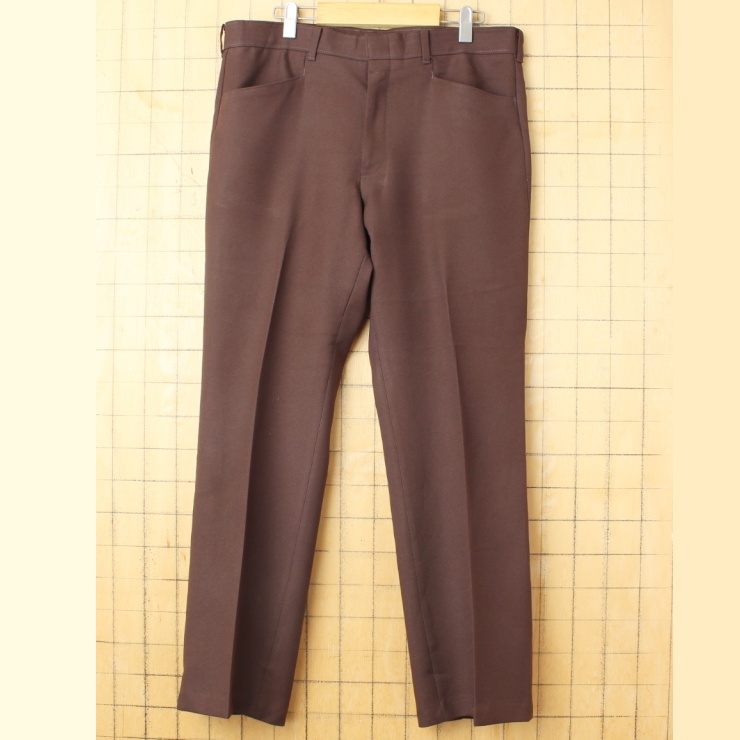 70s 80s USA Levis ACTION SLACKS リーバイス スラックス ポリパン ノータック ブラウン W36相当 アメリカ古着