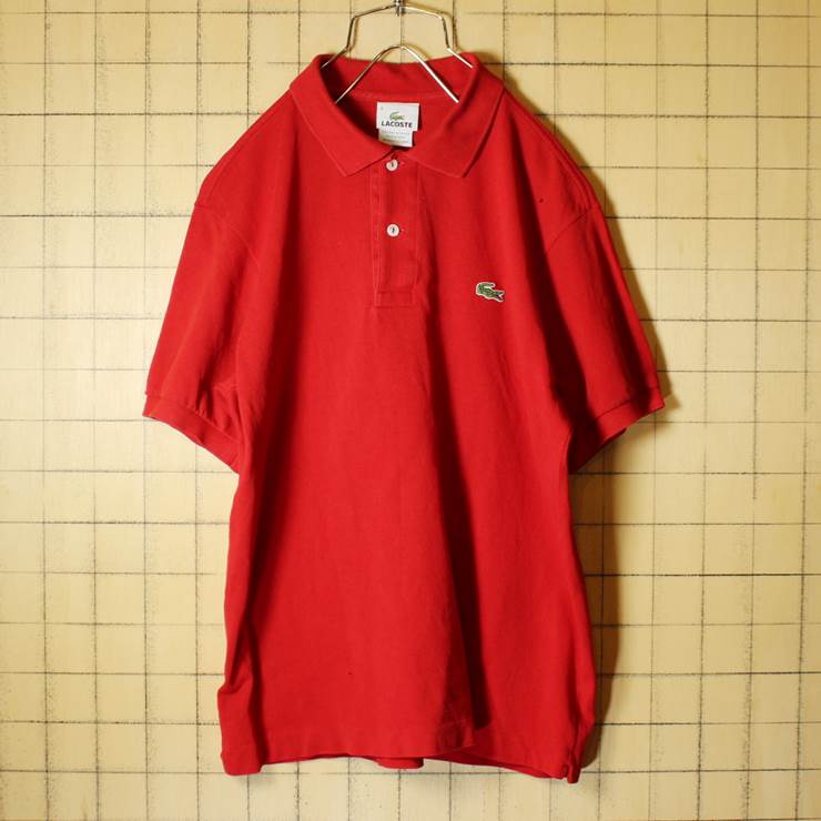 フレンチラコステ Lacoste ワンポイント 半袖 ポロシャツ レッド メンズM相当 フランス企画 古着 042419ss16