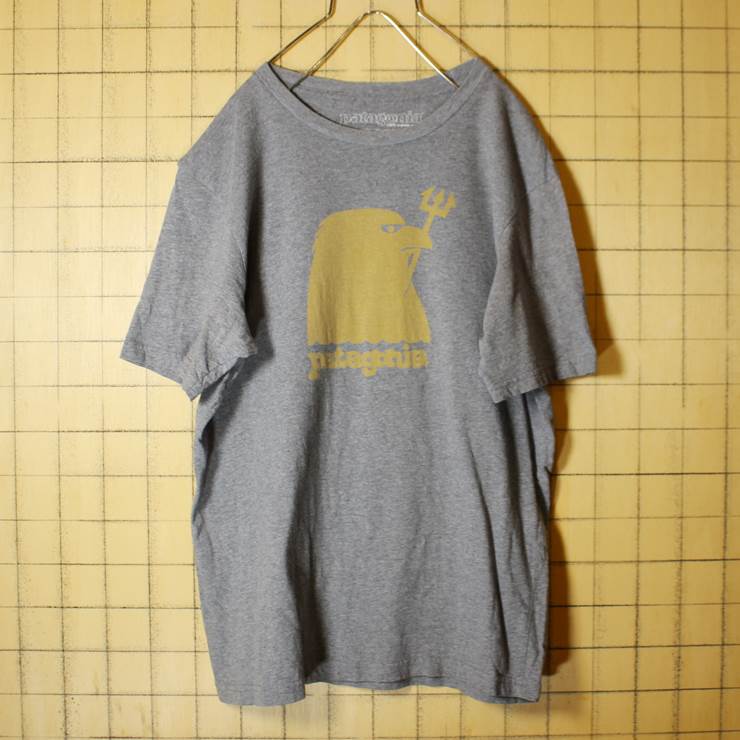 patagonia オーガニックコットン プリント Tシャツ 半袖 グレー メンズM 古着 パタゴニア