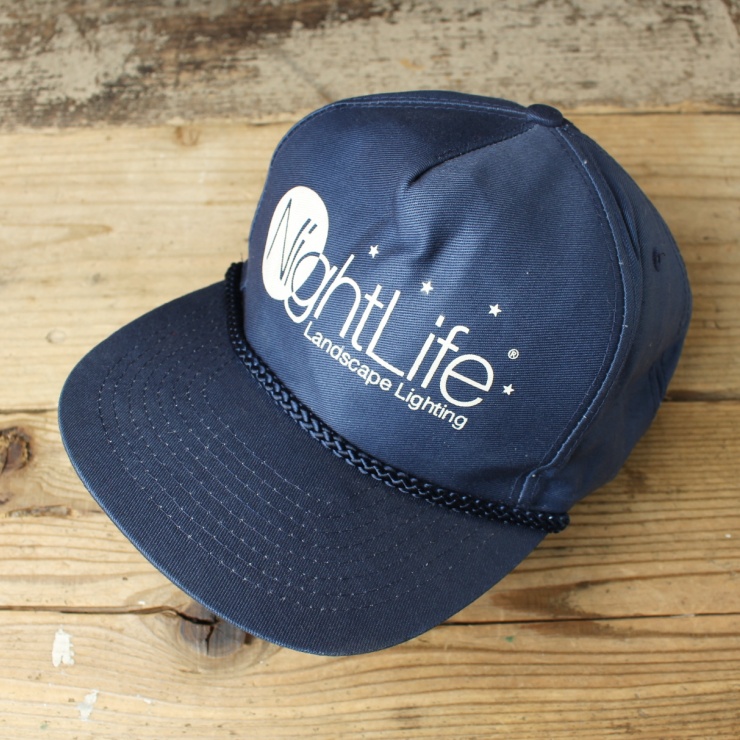 80s 90s USA NightLife コットン キャップ 帽子 ネイビー ブルー フリーサイズ アメリカ古着　031225ss75