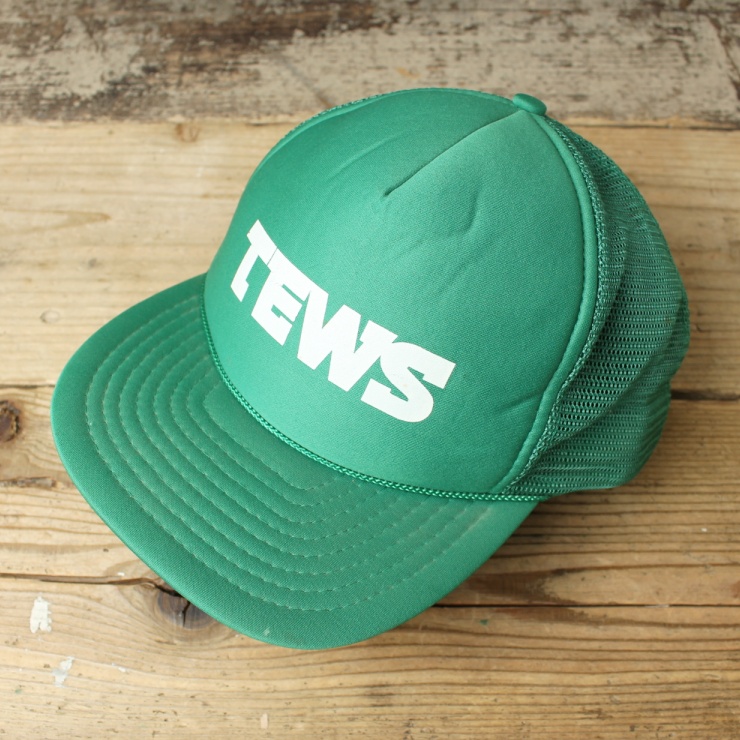 80s 90s USA TEWS メッシュキャップ 帽子 グリーン フリーサイズ アメリカ古着