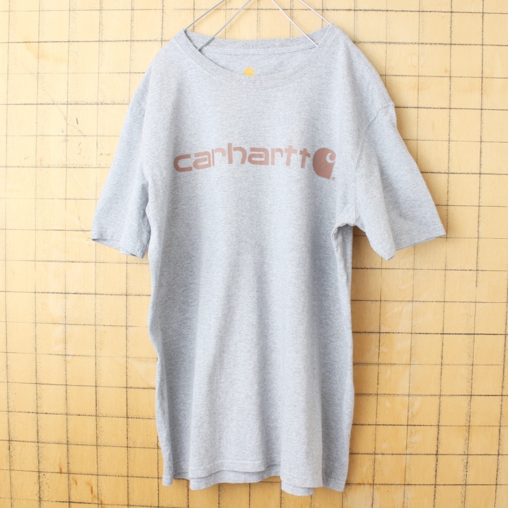 USA carhartt カーハート ロゴ プリント Tシャツ 半袖 グレー メンズL アメリカ古着