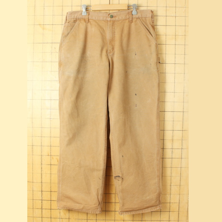 90s 00s USA carhartt カーハート ダック ワーク ペインター パンツ ライトブラウン W36 アメリカ古着