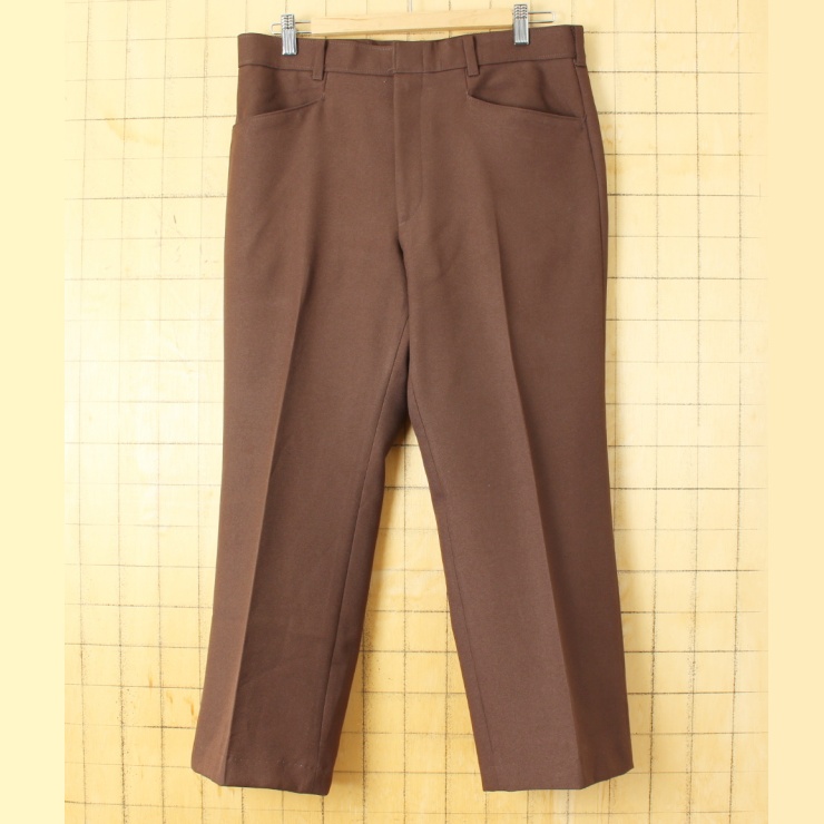 70s 80s USA Levis ACTION SLACKS リーバイス スラックス ポリパン ノータック ブラウン W33相当 アメリカ古着