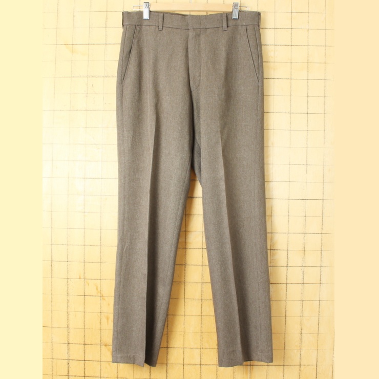 70s 80s USA製 Levis ACTION SLACKS リーバイス スラックス ポリパン ノータック ライトブラウン W31 アメリカ古着