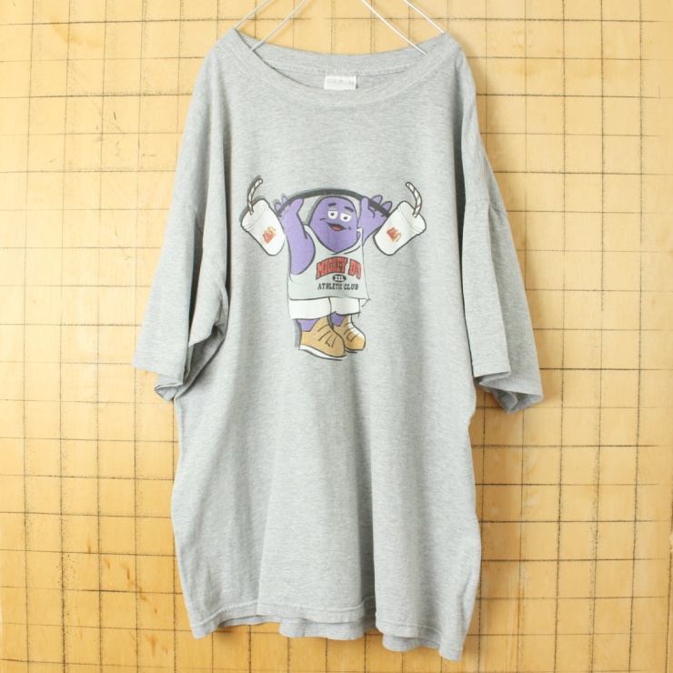 90s 00s USA GILDAN マクドナルド グリマス 半袖 Tシャツ グレー メンズXL アメリカ古着