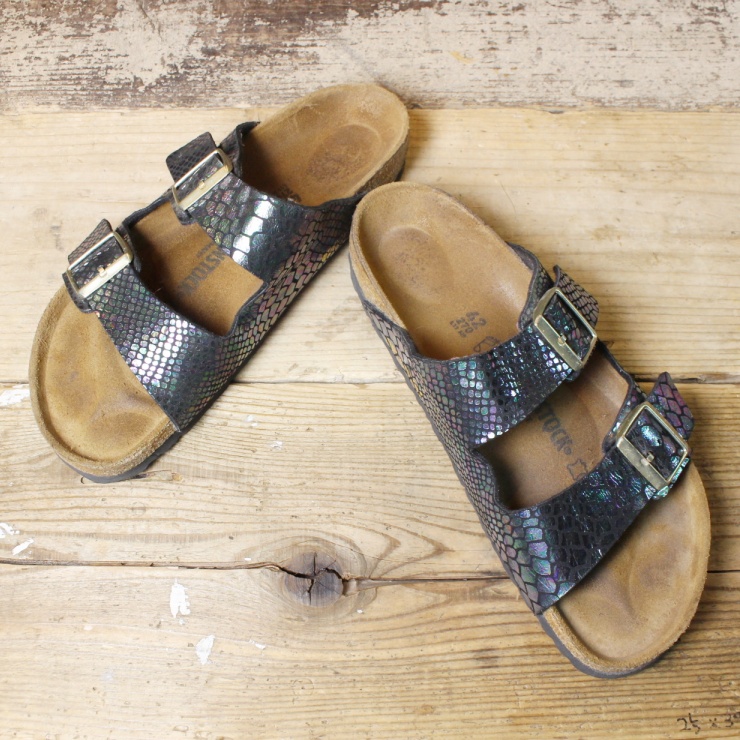 BIRKENSTOCK ビルケンシュトック Arizona アリゾナ サンダル 27cm レギュラー ドイツ製 ブラック 古着 051122ss112