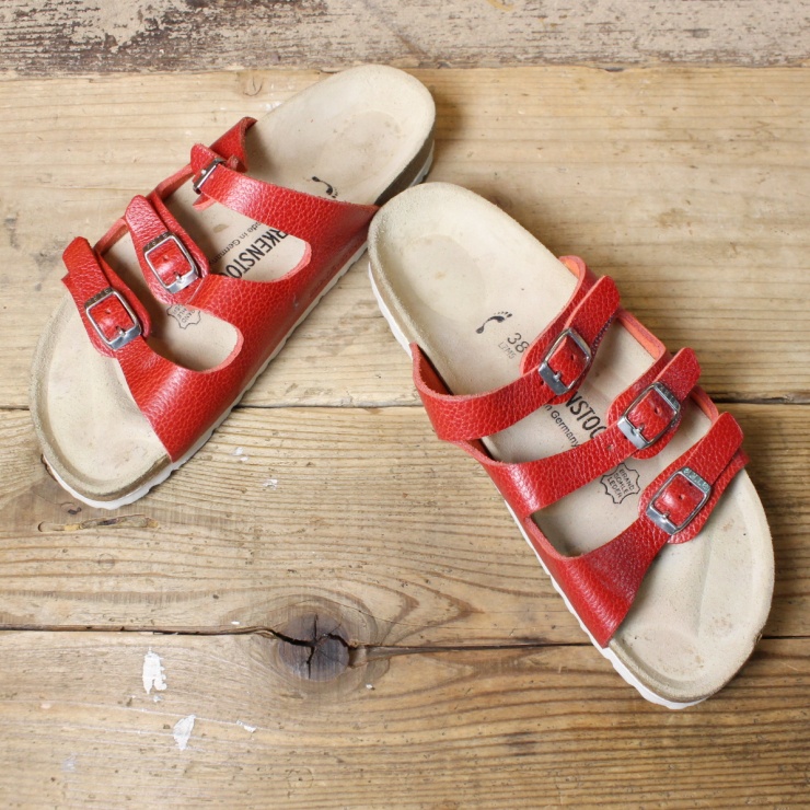 BIRKENSTOCK ビルケンシュトック Florida フロリダ サンダル 24.5cm ナロー ドイツ製 レッド 古着 051122ss122