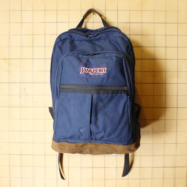 80s 90s USA製 JANSPORT ジャンスポーツ リュックサック ネイビー ブルー  アウトドア バックパック アメリカ古着