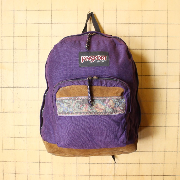 80s 90s USA製 JANSPORT ジャンスポーツ リュックサック チロリアンテープ パープル アウトドア バックパック アメリカ古着 051122ss153