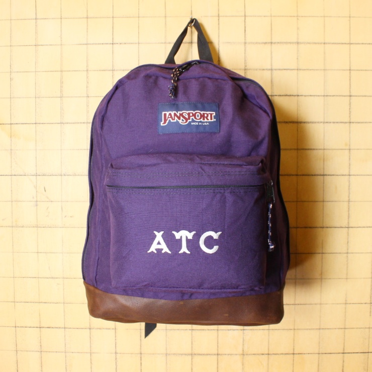 80s 90s USA製 JANSPORT ジャンスポーツ リュックサック ATC 刺繍 パープル アウトドア バックパック アメリカ古着 051122ss154