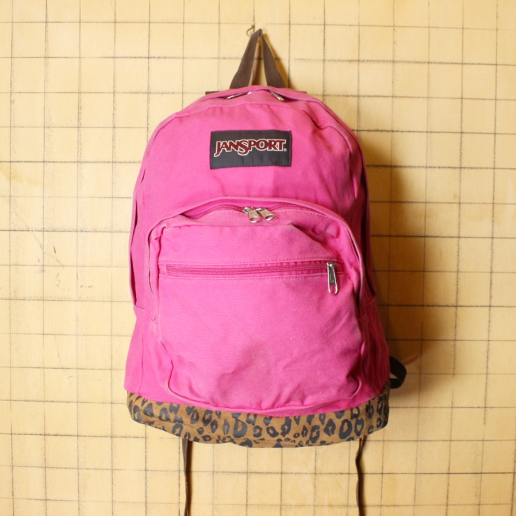 USA JANSPORT ジャンスポーツ リュックサック ピンク ヒョウ柄 アウトドア バックパック アメリカ古着 051122ss157