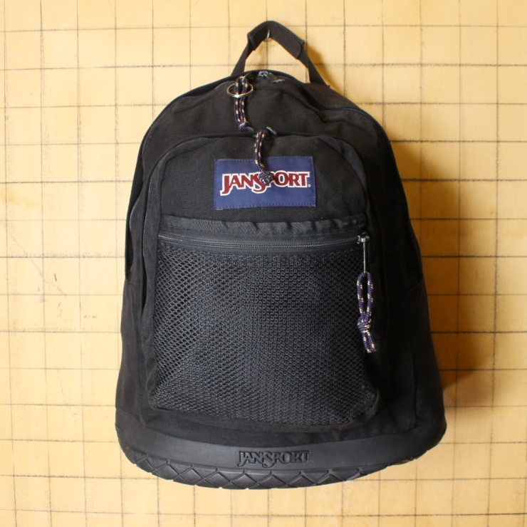 USA JANSPORT ジャンスポーツ リュックサック ブラック ボトムラバー アウトドア バックパック アメリカ古着 051122ss161