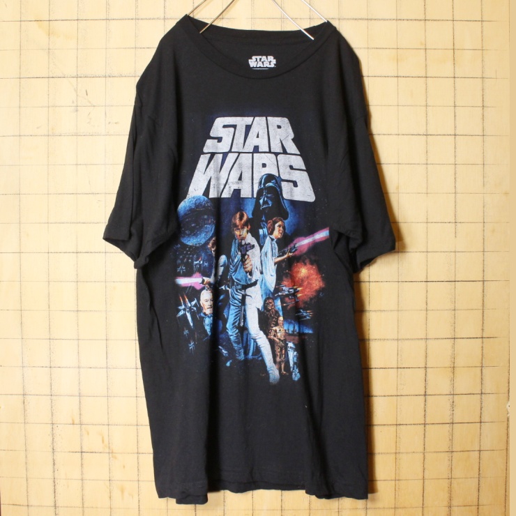 USA STAR WARS スターウォーズ エピソード4 新たなる希望 プリント Tシャツ ブラック 半袖 メンズL アメリカ古着