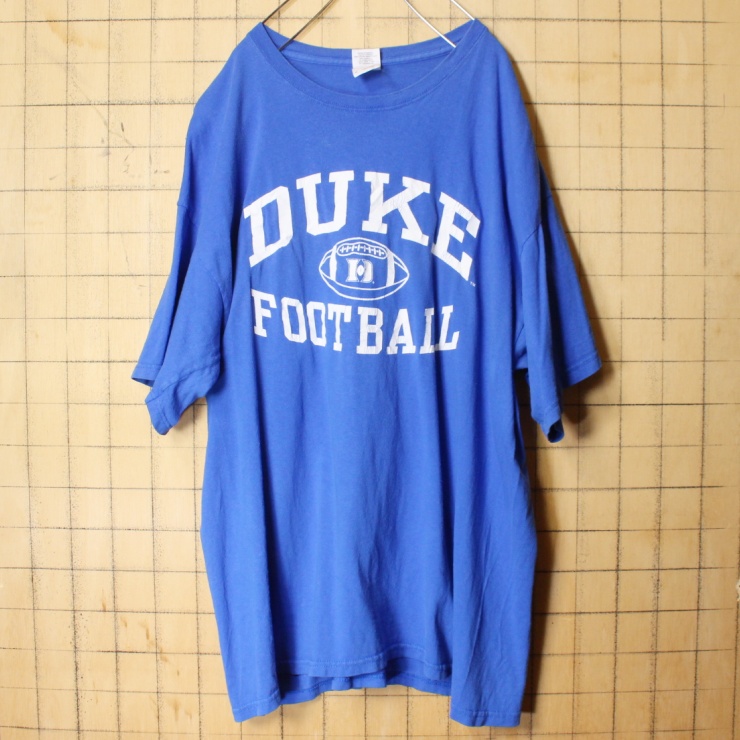 USA GILDAN DUKE FOOTBALL プリント Tシャツ ブルー 半袖 メンズXL アメリカ古着