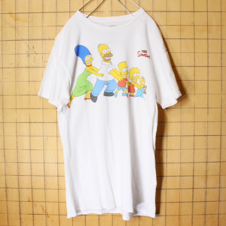 USA the SIMPSONS シンプソンズ プリント Tシャツ ホワイト 半袖 メンズM アメリカ古着