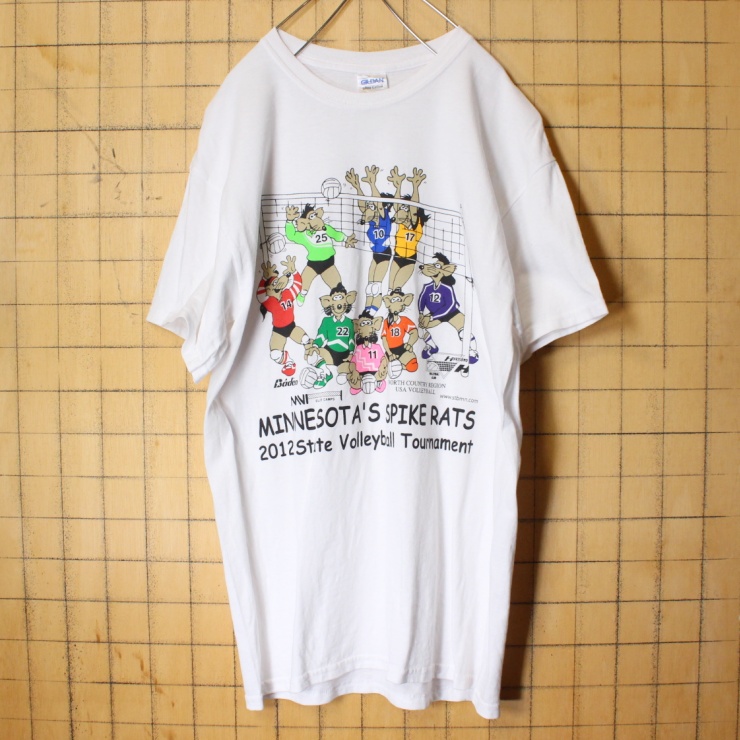 USA GILDAN MINNESOTA'S SPIKE RATS 両面プリント Tシャツ ホワイト 半袖 メンズM アメリカ古着