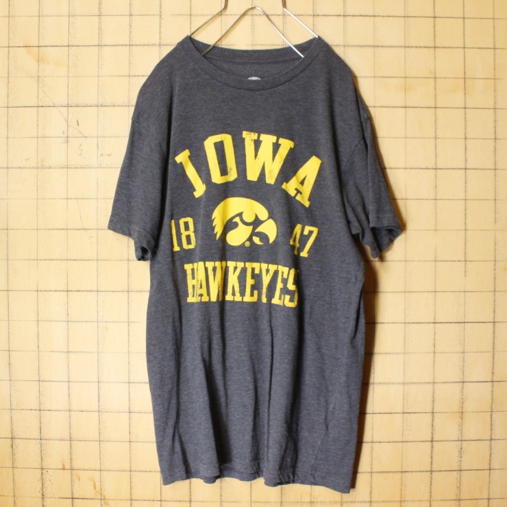 USA RIVALRY THREADS プリント Tシャツ グレー 半袖 メンズM アメリカ古着