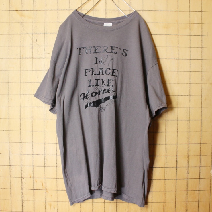 USA GILDAN THERE'S NO PLACE LIKE Home 両面プリント Tシャツ グレー 半袖 メンズXL アメリカ古着