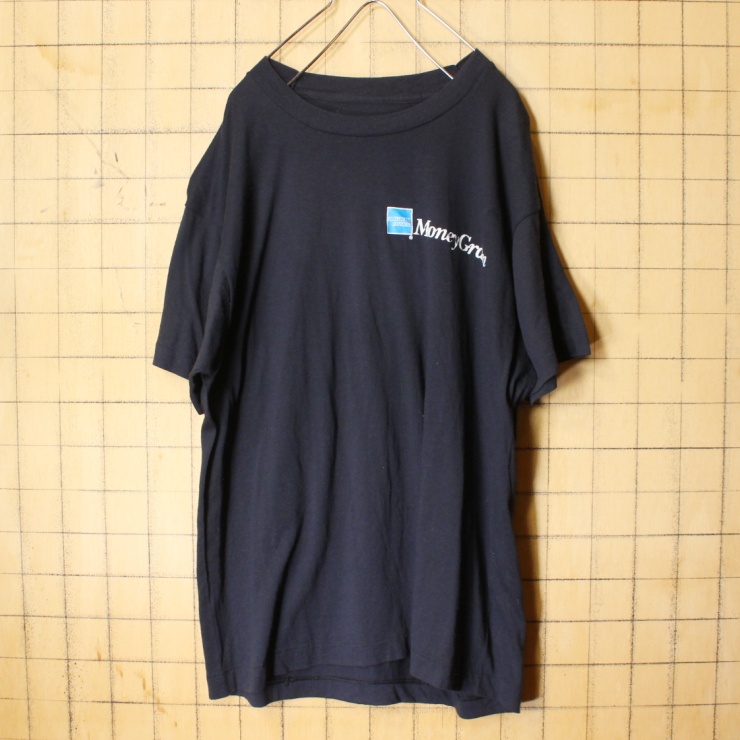 USA 90s AMERICAN EXPRESS Money Gram 両面プリント Tシャツ ブラック 半袖 メンズML相当 アメリカ古着