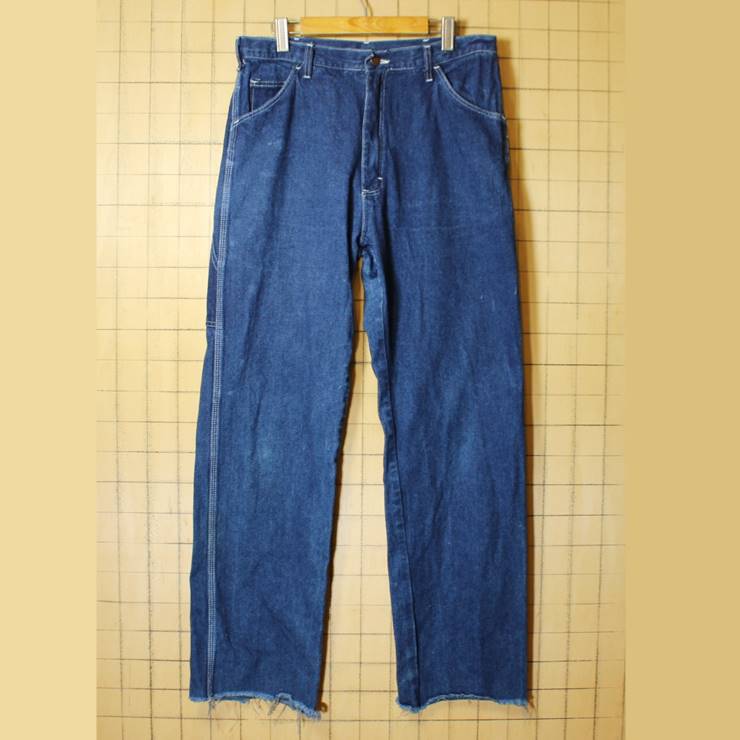 80s Dickies ディッキーズ デニム ペインターパンツ W34 ワークウェア TALON アメリカ古着 051320ss121