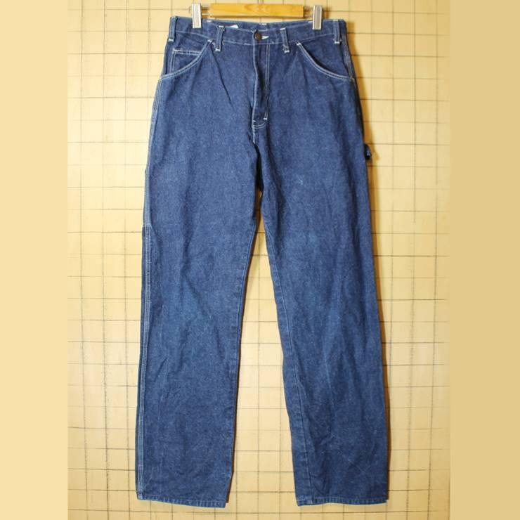 80s Dickies ディッキーズ デニム ペインターパンツ W32 ワークウェア TALON アメリカ古着 051320ss122