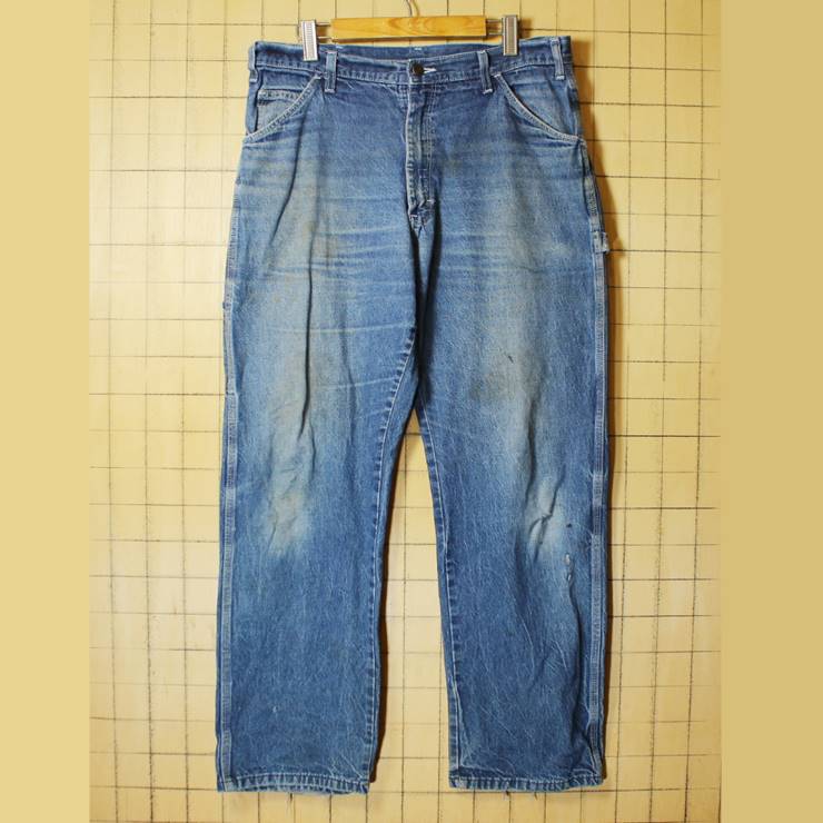 80s Dickies ディッキーズ デニム ペインターパンツ W36 ワークウェア TALON アメリカ古着 051320ss124