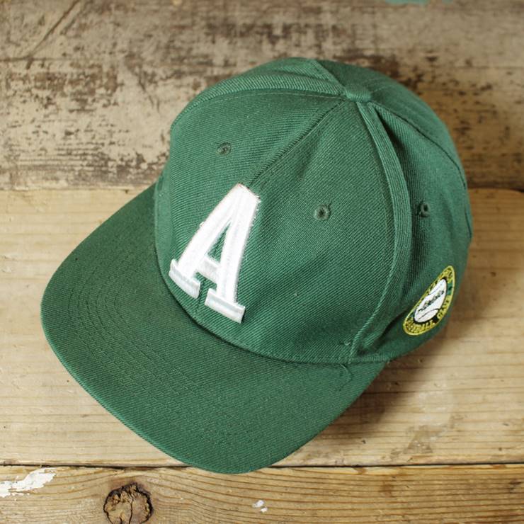 USA キャップ 帽子 アスレチックス Oakland Athletics 刺繍 グリーン 緑 フリーサイズ 古着