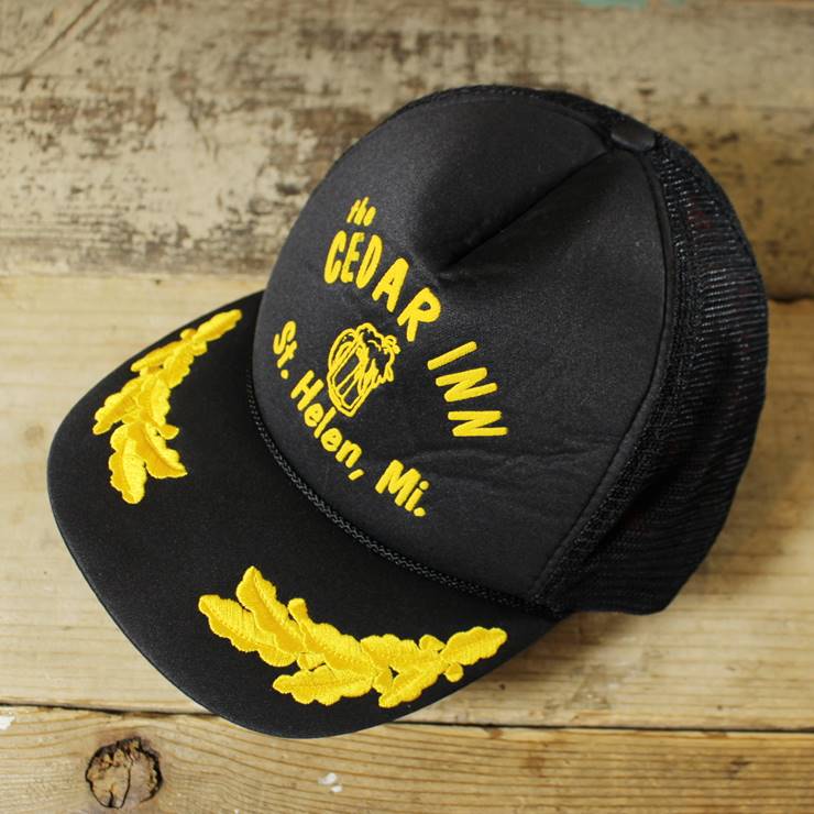 USA メッシュキャップ 帽子 the CEDAR INN ビール プリント ブラック 黒 フリーサイズ MOHR'S 古着