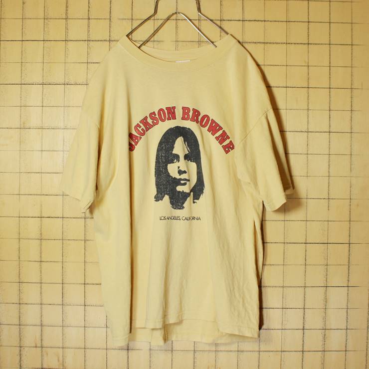 JACKSON BROWNE プリント Tシャツ ベージュ メンズM GILDAN 古着