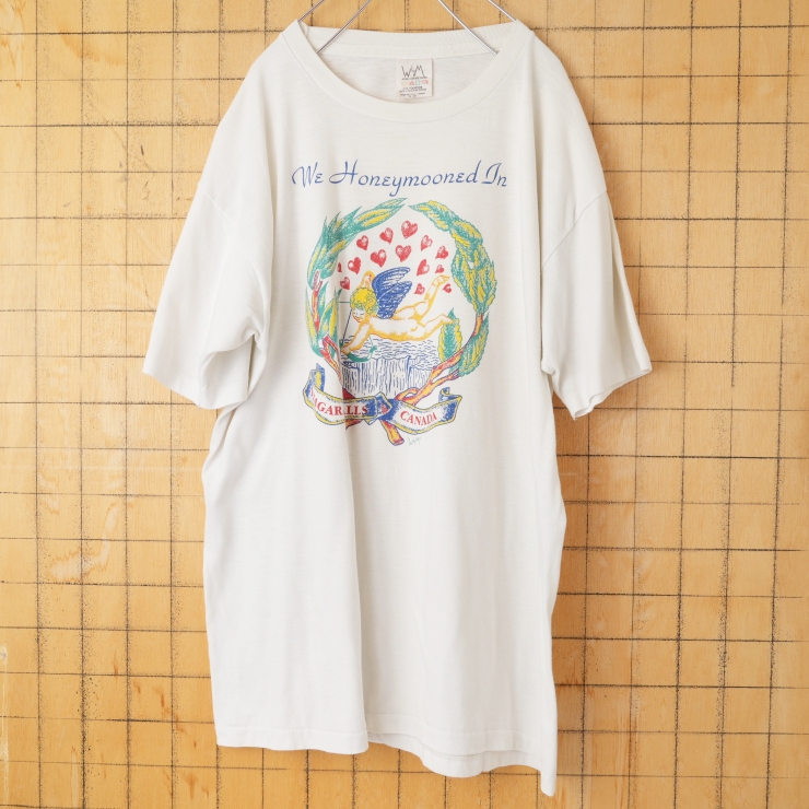 80s 90s カナダ製 WAM NIAGARA FALLS CANADA 半袖プリントスーベニアTシャツ ホワイト メンズXL相当 アメリカ古着