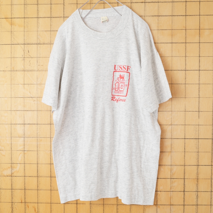 80s 90s USA製 SCREEN STARS USSF 半袖プリントTシャツ グレー メンズXL アメリカ古着