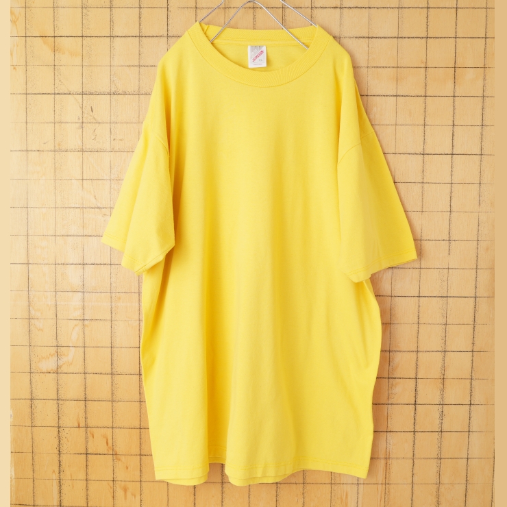 80s 90s USA製 JERZEES 半袖無地Tシャツ イエロー メンズXL アメリカ古着