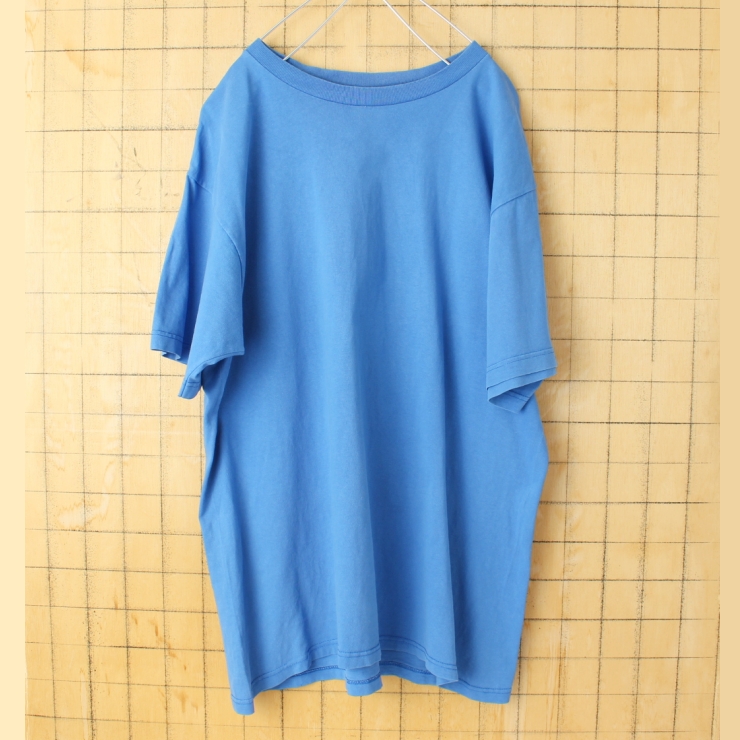 80s 90s USA製 TURNER 無地 半袖 Tシャツ ブルー メンズXL アメリカ古着