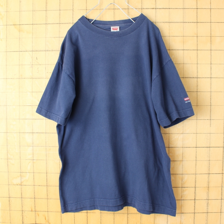 USA Levis 無地 半袖 Tシャツ ネイビー ブルー メンズM アメリカ古着