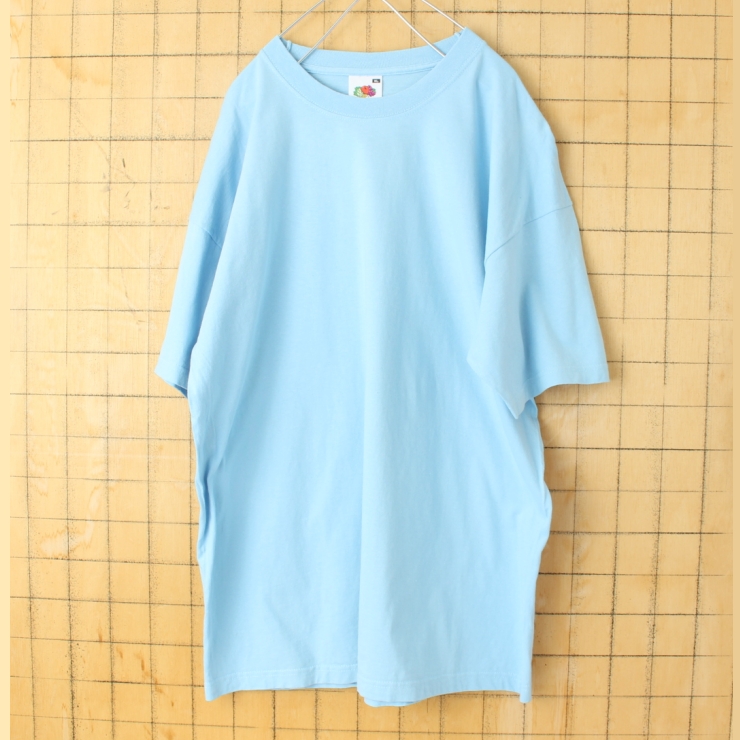 USA FRUIT OF THE LOOM 無地 半袖 Tシャツ ライトブルー メンズXL アメリカ古着