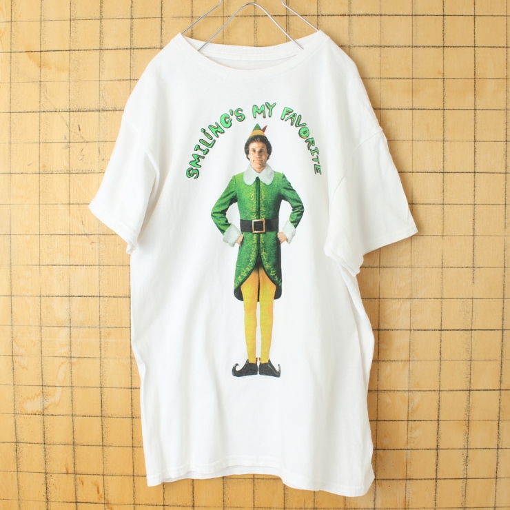 USA SMILING'S MY FAVORITE elf 半袖 プリントTシャツ ホワイト メンズM アメリカ古着