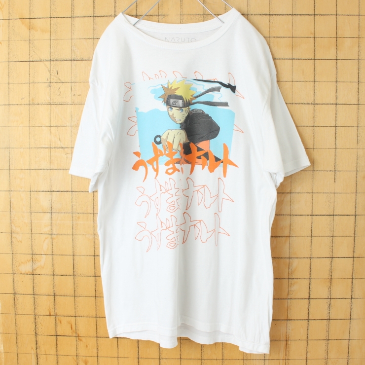 USA NARUTO うずまきナルト 疾風伝 半袖 プリントTシャツ ホワイト メンズL アメリカ古着