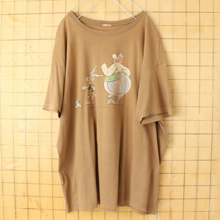 00s フランス PARC ASTERIX 半袖 プリントTシャツ ブラウン メンズXL相当 アステリックス ヨーロッパ古着